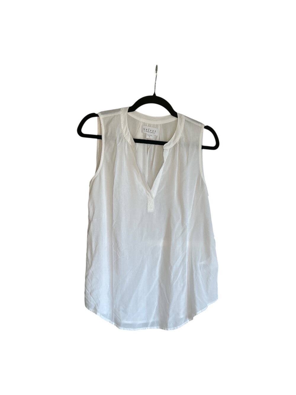 NWT Velvet by Graham & Spencer White Sleeveless Blouse, S